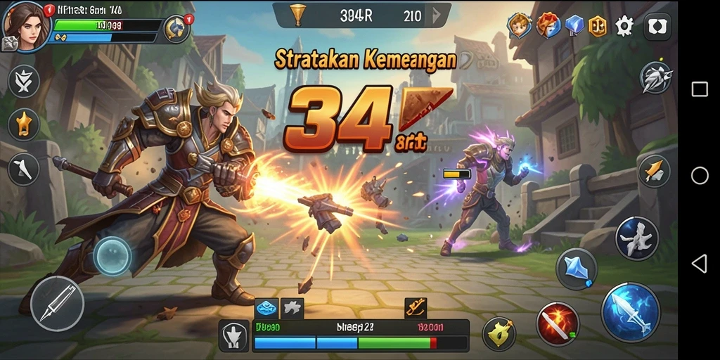 Tampilan gameplay 34R menampilkan pertempuran strategis yang menegangkan.