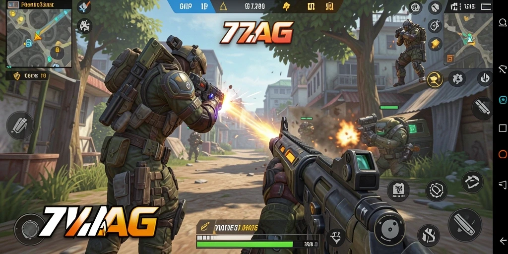 Tampilan gameplay seru di 77AG saat bertarung dalam pertempuran sengit.