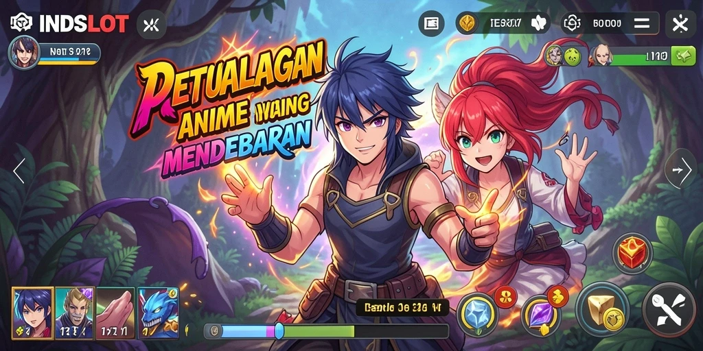 Screenshot gameplay INDSLOT dengan karakter anime yang menawan.
