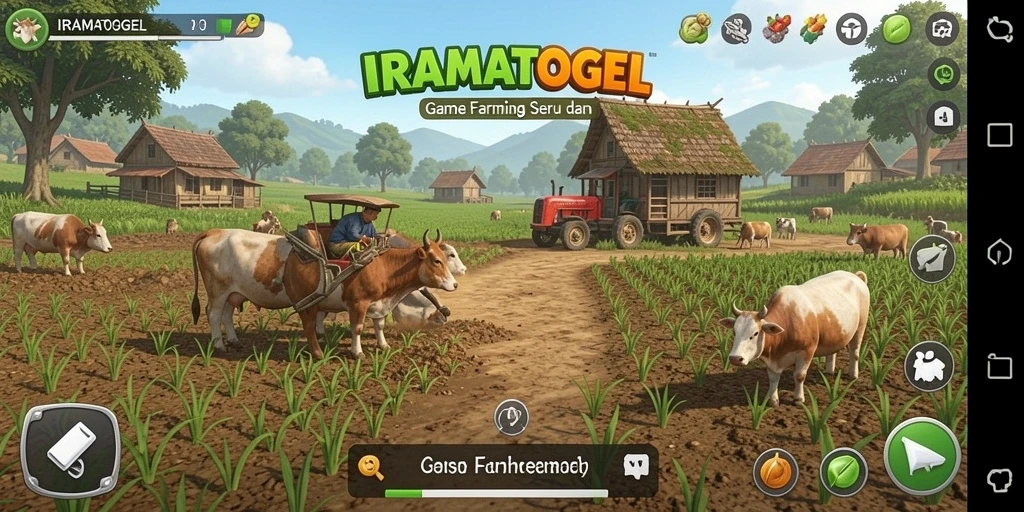 Tampilan gameplay bertani yang interaktif dan menyenangkan di IRAMATOGEL.