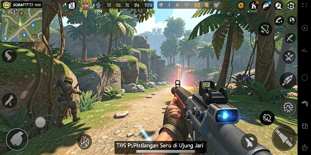 Screenshot gameplay SOBAT777 menampilkan aksi seru dalam pertempuran TPS.