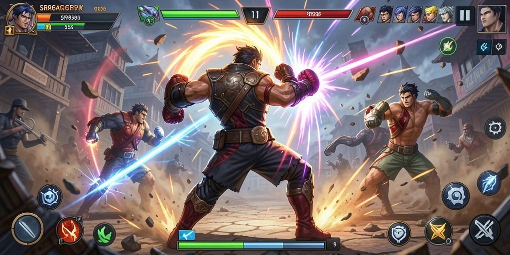 Tampilan gameplay SR996 yang mendebarkan dengan pertarungan intens.