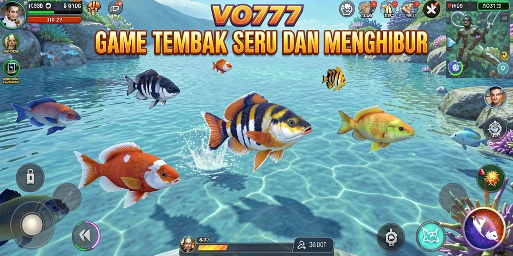 Screenshot VO777 menunjukkan aksi seru dalam menangkap ikan.