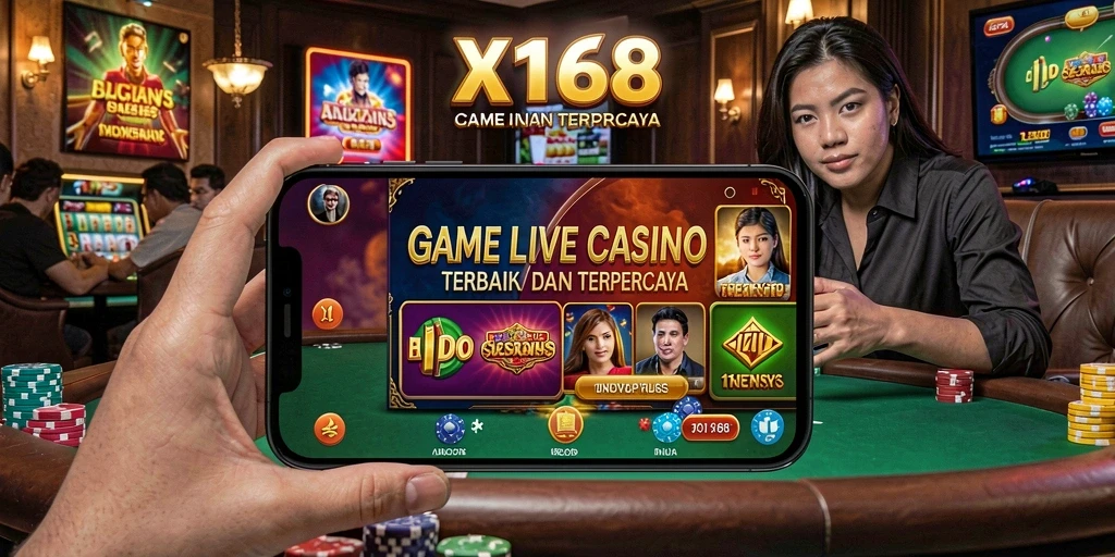 Gameplay Live Casino X168 dengan dealer langsung dan interaksi sosial.